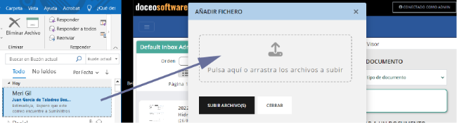 Copia de pantalla de Agregue sus correos electrónicos arrastrando y soltando