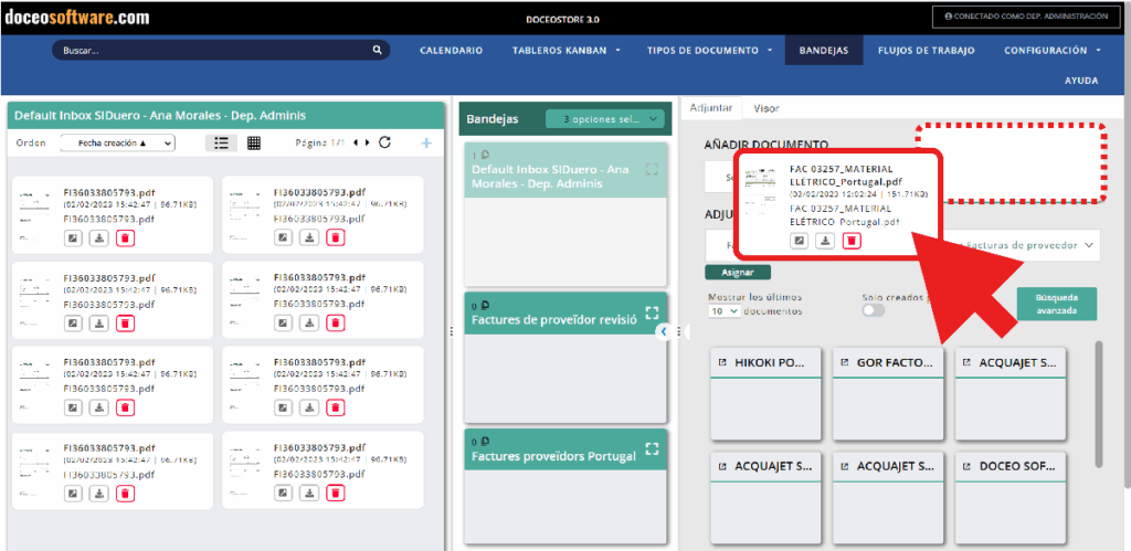 Copia de pantalla Agregue directamente nuevos documentos en registros para generar informes completos y perfectamente ordenados.