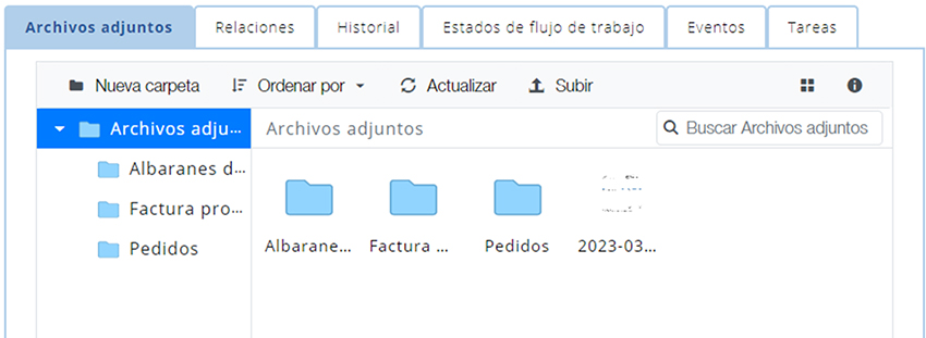 Copia de pantalla Creación de informes con ordenación por carpetas