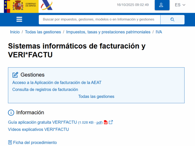 Pantalla inicio de factura de Verifactu