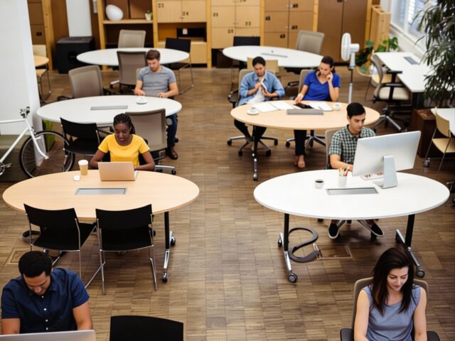 Foto de una Oficina paperless con trabajadores