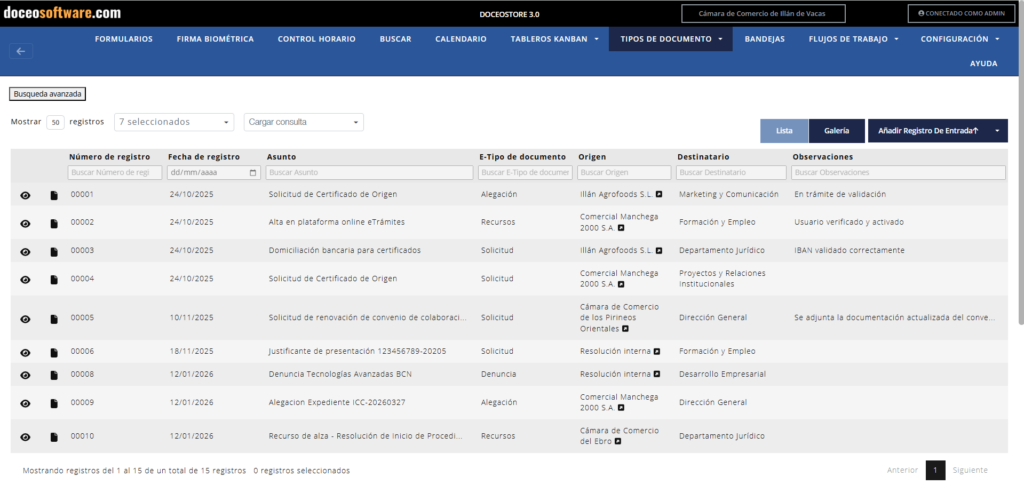 Portal Reg quando recibe un nuevo documento