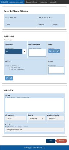 Photo of a form model for the DOCEO BioSign Forms APP for electronic signature of HTML forms